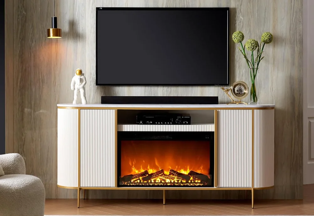 white electric fireplace